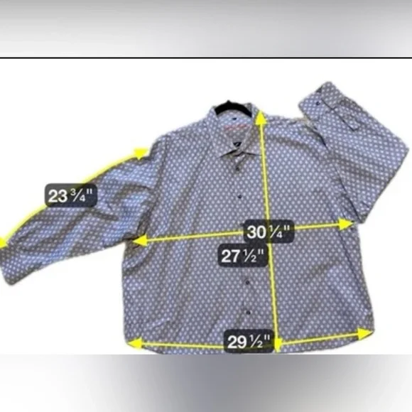 Visconti‎ Black Diamond-Print Flip-Cuff Blue Shirt Smart Casual Cabincore 3XLB - Picture 7 of 10